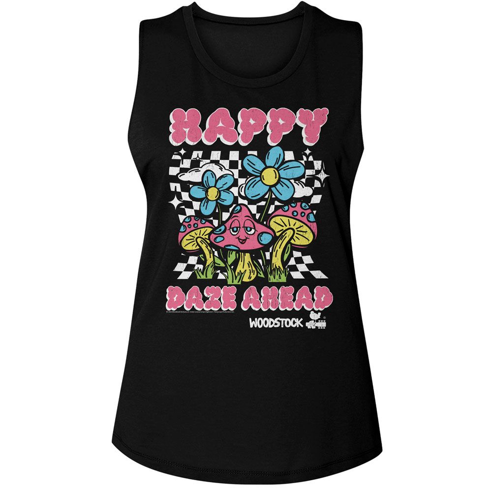 Woodstock Ladies Muscle Tank - Happy Daze Ahead