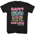 Black Woodstock t-shirt featuring a Happy Daze Ahead design