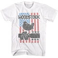 White Woodstock t-shirt featuring a Flower Flag design