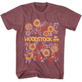 Vintage Maroon Woodstock t-shirt featuring a Floral design