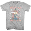 Heather Gray Woodstock t-shirt featuring a Guitar and Sun design