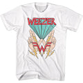 White Weezer t-shirt featuring a W Hands and Lightning design