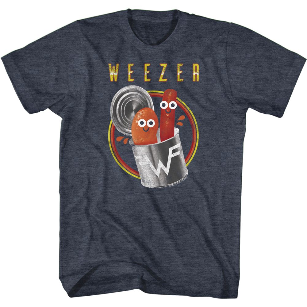 Heather Navy Weezer t-shirt featuring a Pork and Beans design