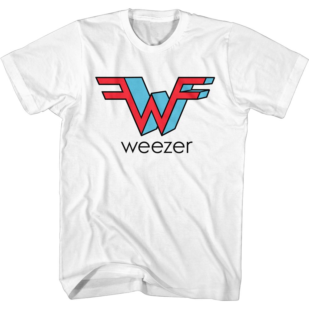 White Weezer t-shirt featuring a 3D W design