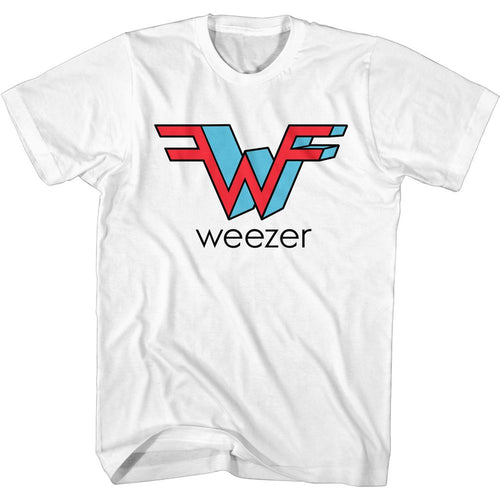 White Weezer t-shirt featuring a 3D W design