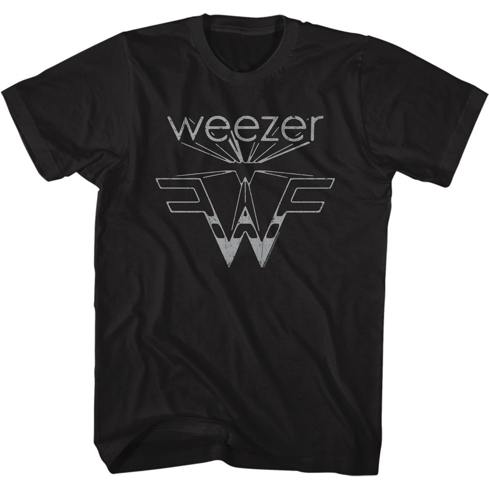 Black Weezer t-shirt featuring a Flying W design