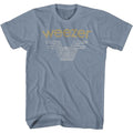 Heather Indigo Weezer t-shirt featuring a Stacked Logo design