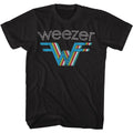 Black Weezer t-shirt featuring a Multicolor W design