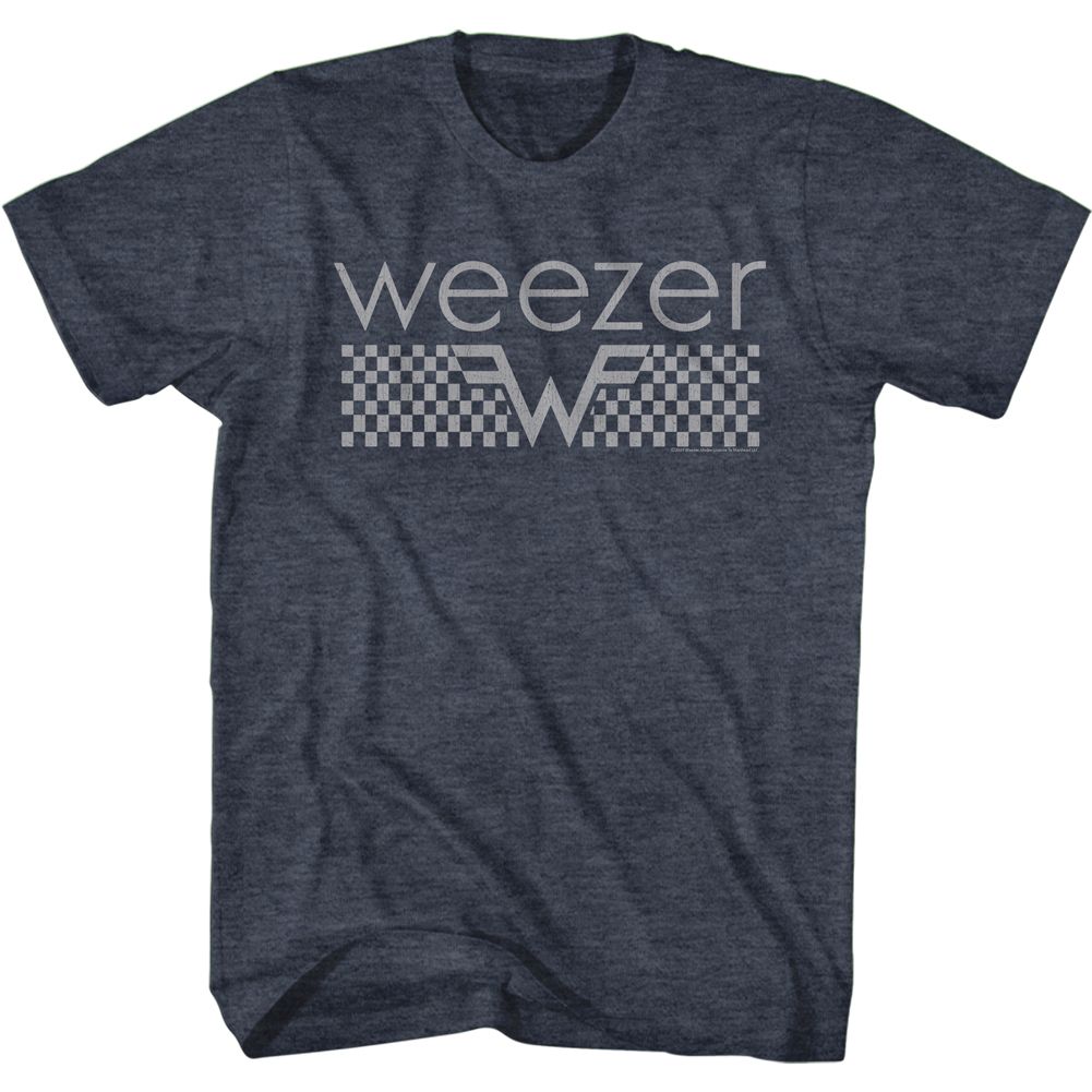 Heather Navy Weezer t-shirt featuring a Checkered design