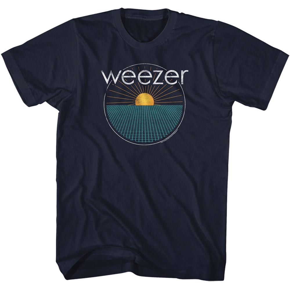 Navy Weezer t-shirt featuring a Sun Rays design