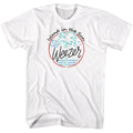 White Weezer t-shirt featuring a Island in the Sun design