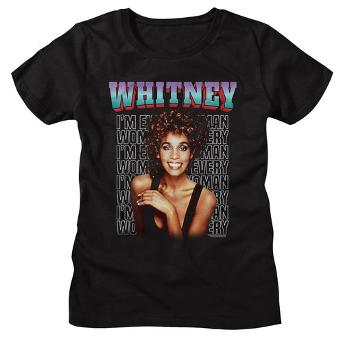 Whitney Houston Ladies T-Shirt - Every Woman Stacked