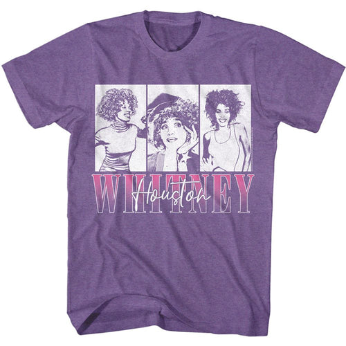 Heather Purple Whitney Houston t-shirt featuring a Three Rectangles design