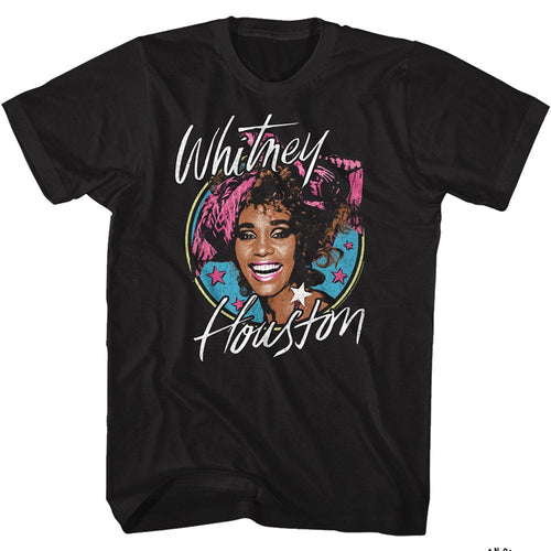 Black Whitney Houston t-shirt featuring a Stars design