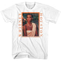 White Whitney Houston t-shirt featuring a Peachy Border design