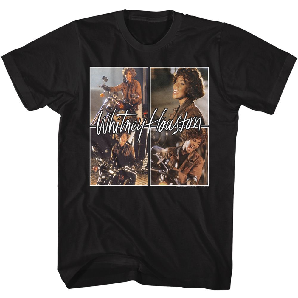 Black Whitney Houston t-shirt featuring a Four Squares design