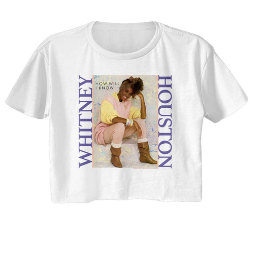 Whitney Houston Ladies Crop Top - How Will I Know Pastel