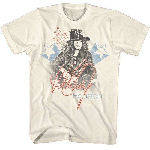 Natural Whitney Houston t-shirt featuring a Americana design