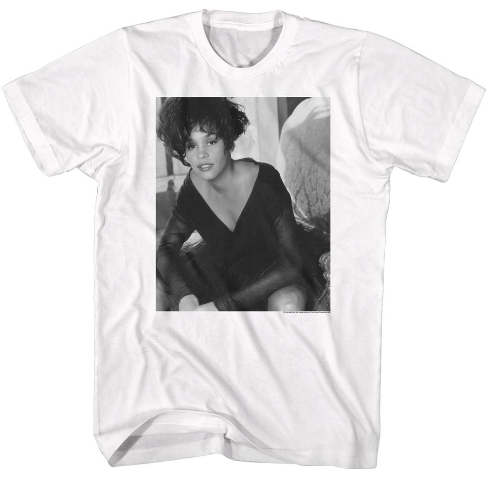 White Whitney Houston t-shirt featuring a Black and White Lean design