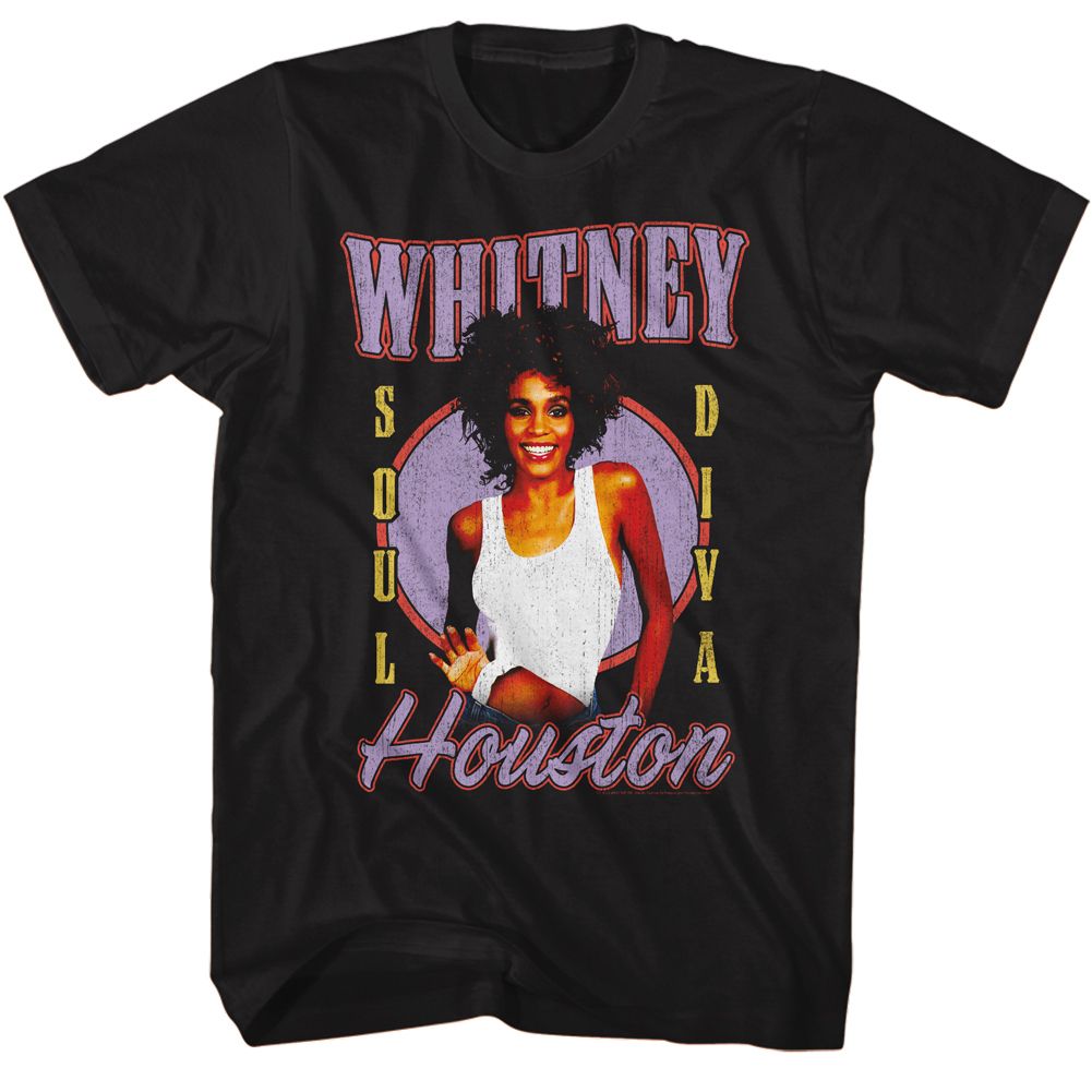 Black Whitney Houston t-shirt featuring a Soul Diva design
