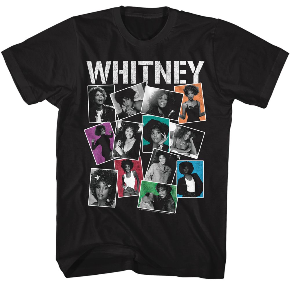 Black Whitney Houston t-shirt featuring a Photos design