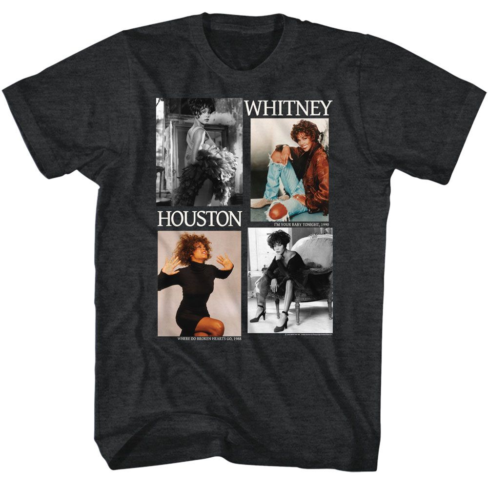 Heather Black Whitney Houston t-shirt featuring a Picture Blocks design