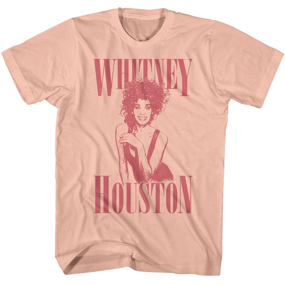 Peach Whitney Houston t-shirt featuring a Monochrome design