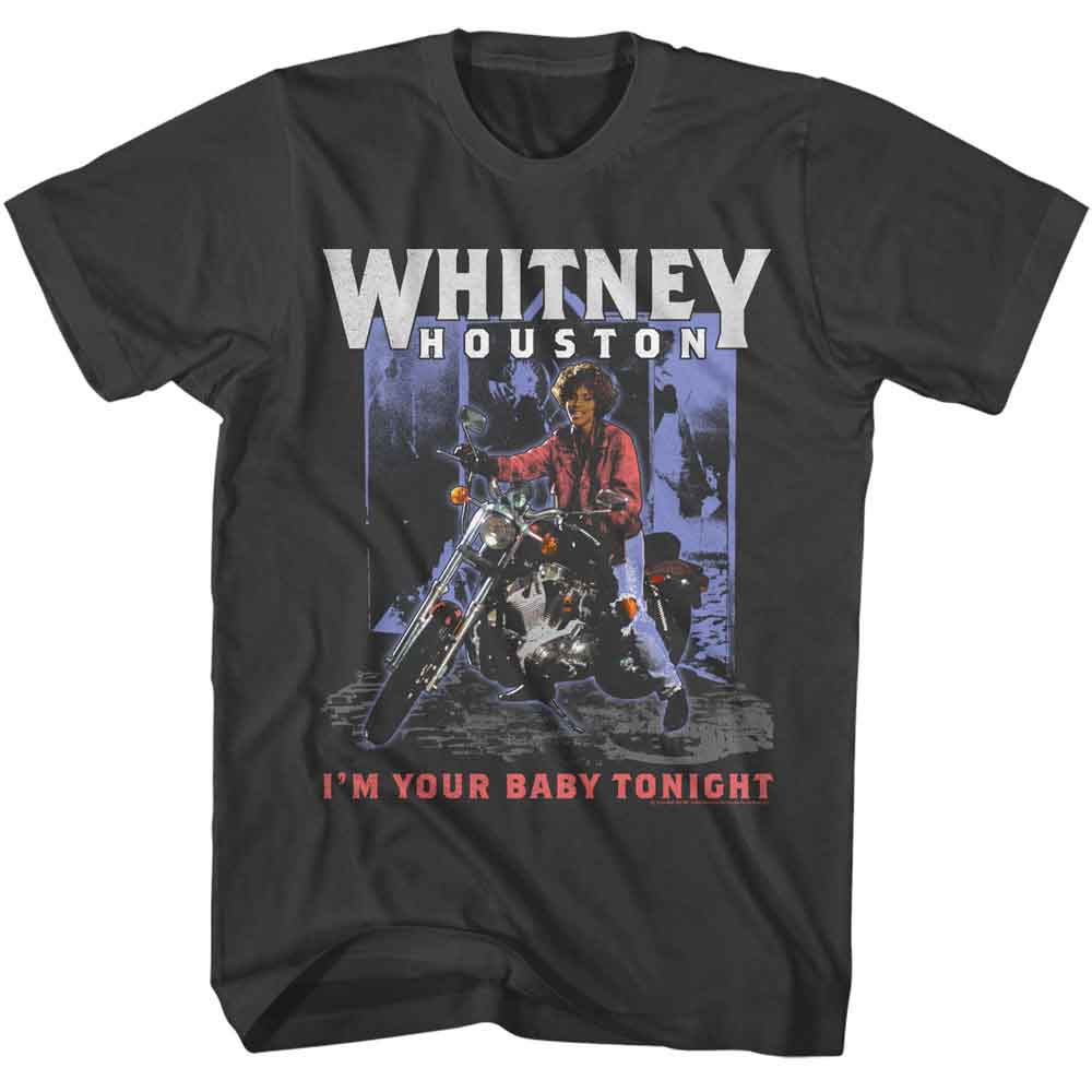 Smoke Whitney Houston t-shirt featuring a Americana Motorcycle design