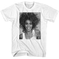 White Whitney Houston t-shirt featuring a Signature design