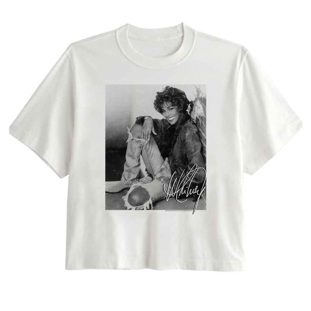 Whitney Houston Ladies Crop Top - Signed Name