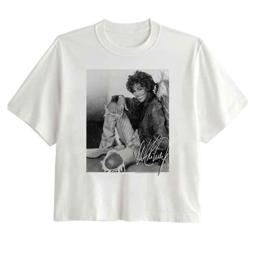 Whitney Houston Ladies Crop Top - Signed Name