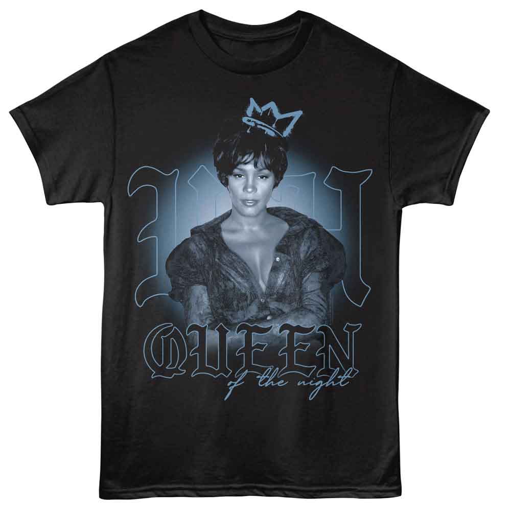 Black Whitney Houston t-shirt featuring a Queen design