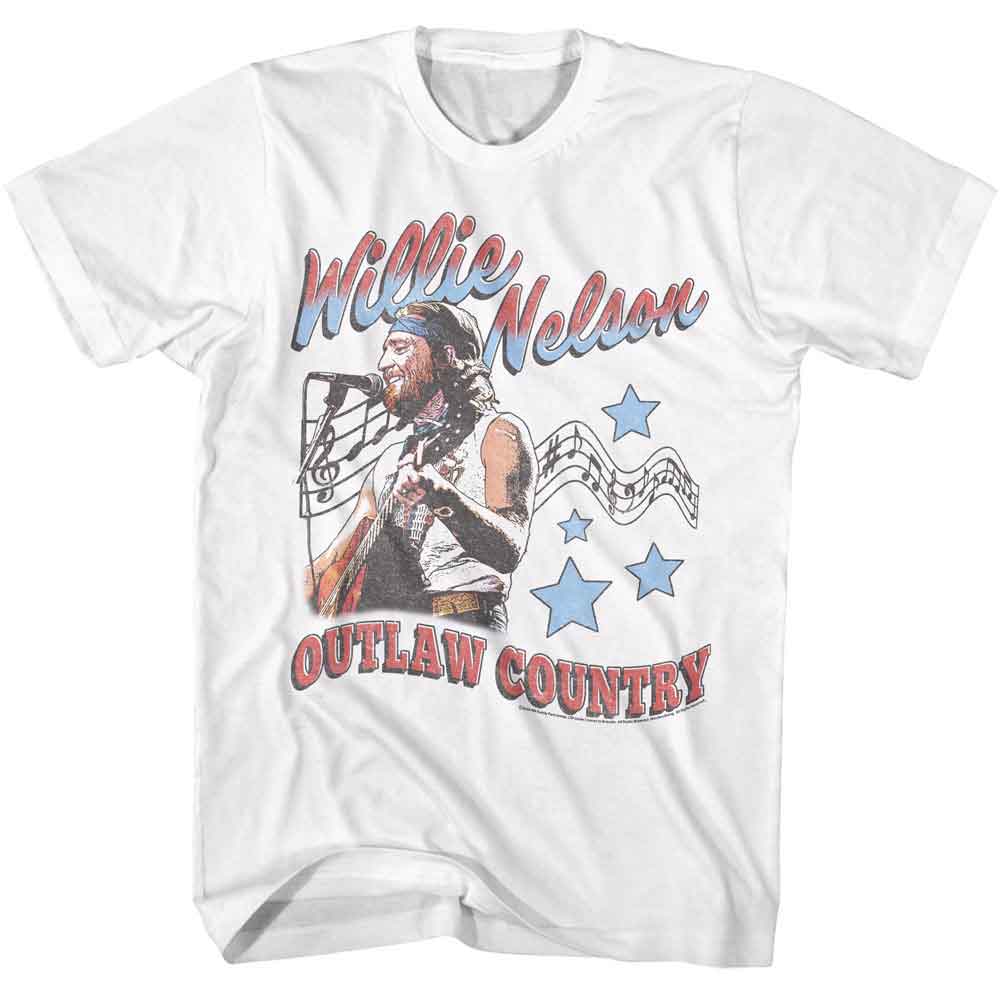 White Willie Nelson t-shirt featuring a Outlaw Country Americana design