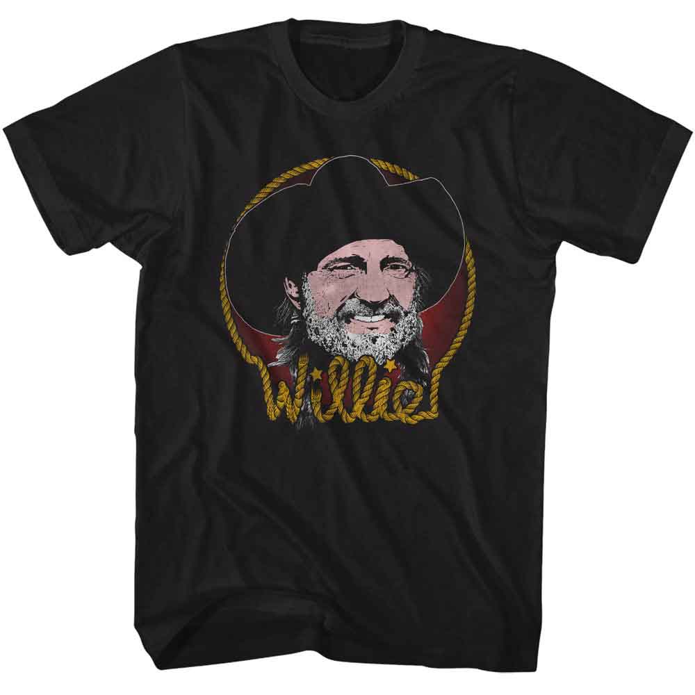 Black Willie Nelson t-shirt featuring a Rope Border design