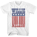 White Willie Nelson t-shirt featuring a Flag Name design