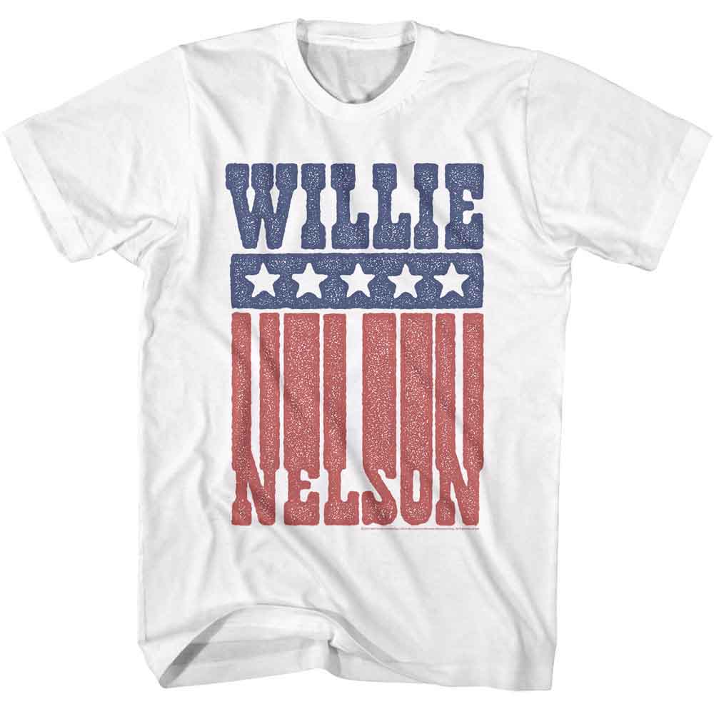 White Willie Nelson t-shirt featuring a Flag Name design
