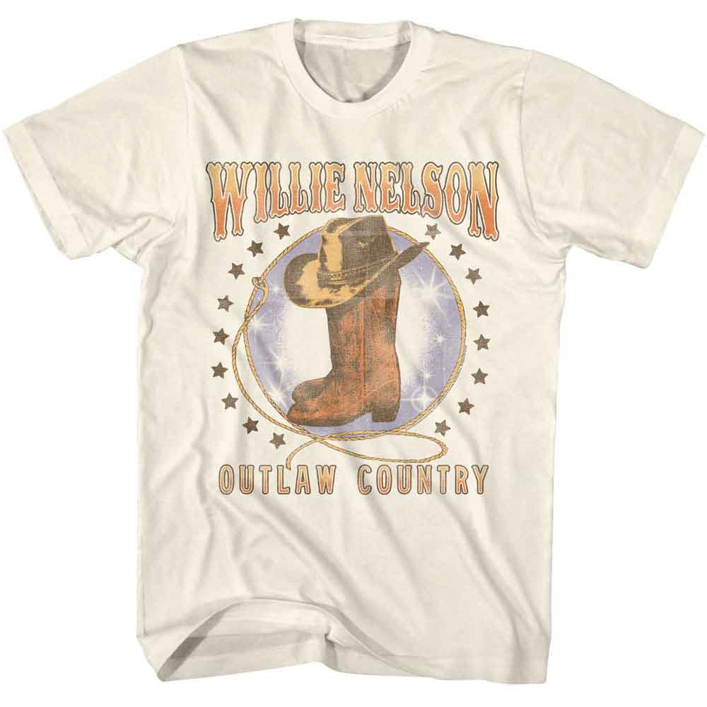 Natural Willie Nelson t-shirt featuring a Boots and Hat design