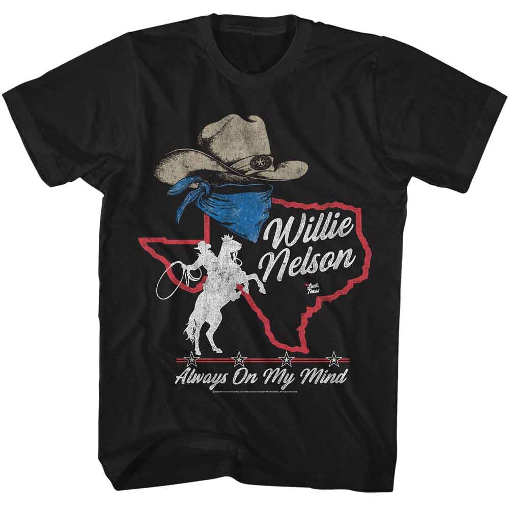 Black Willie Nelson t-shirt featuring a Always on My Mind design