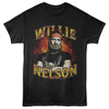 Black Willie Nelson t-shirt featuring a Flames design