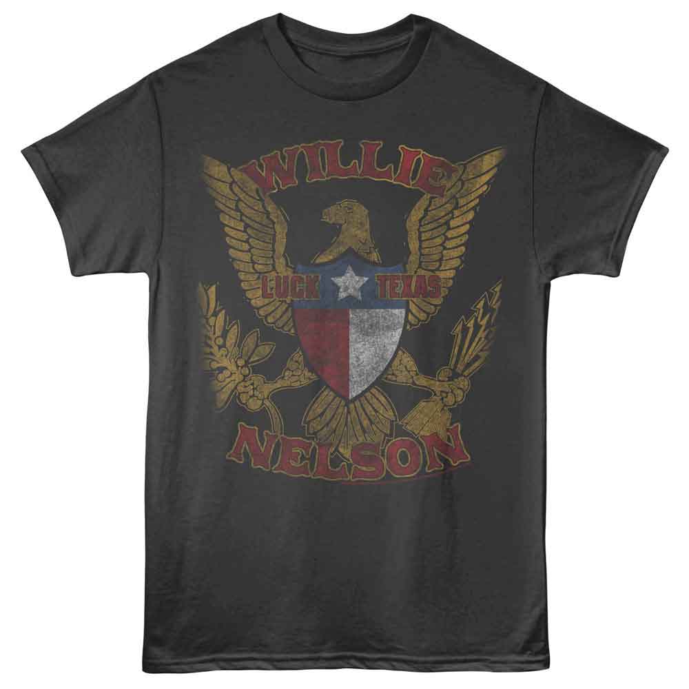 Smoke Willie Nelson t-shirt featuring a Luck Texas Eagle design