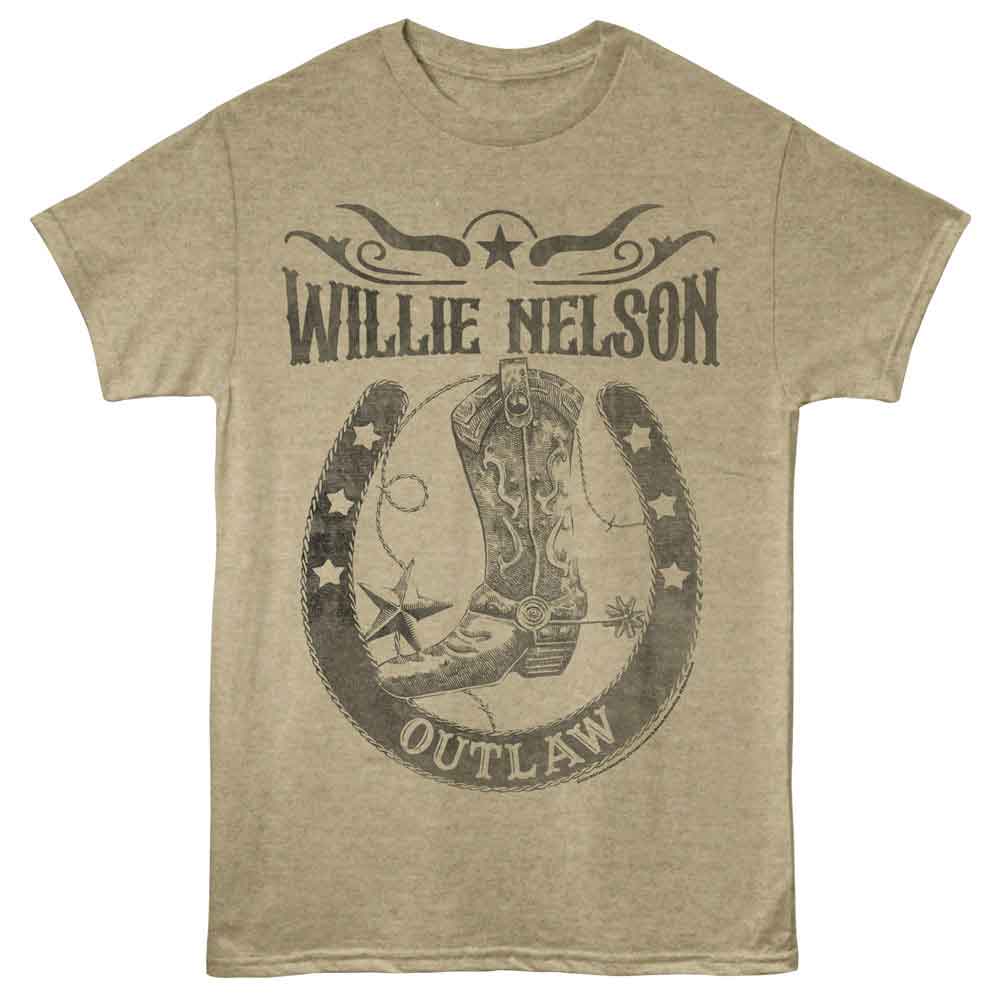 Heather Khaki Willie Nelson t-shirt featuring a Outlaw Horseshoe design