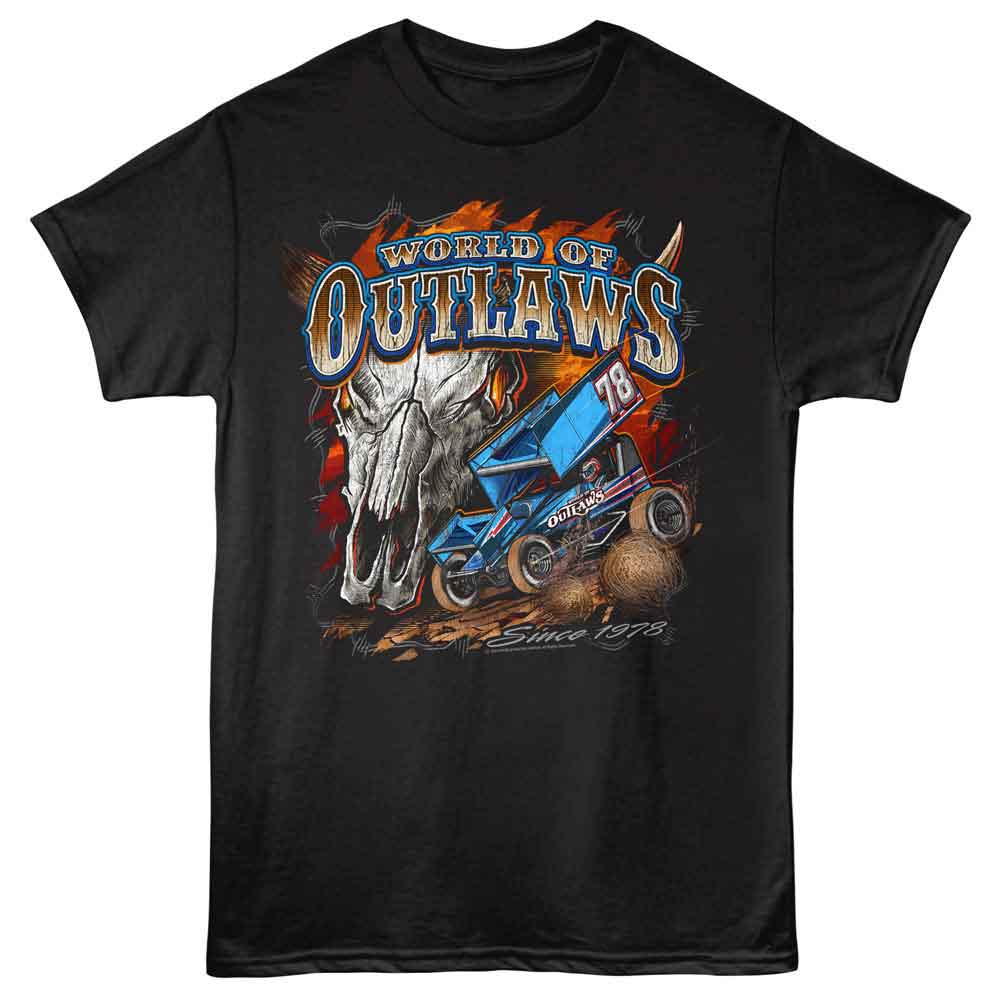 Black World of Outlaws t-shirt featuring a Skull 1978 design
