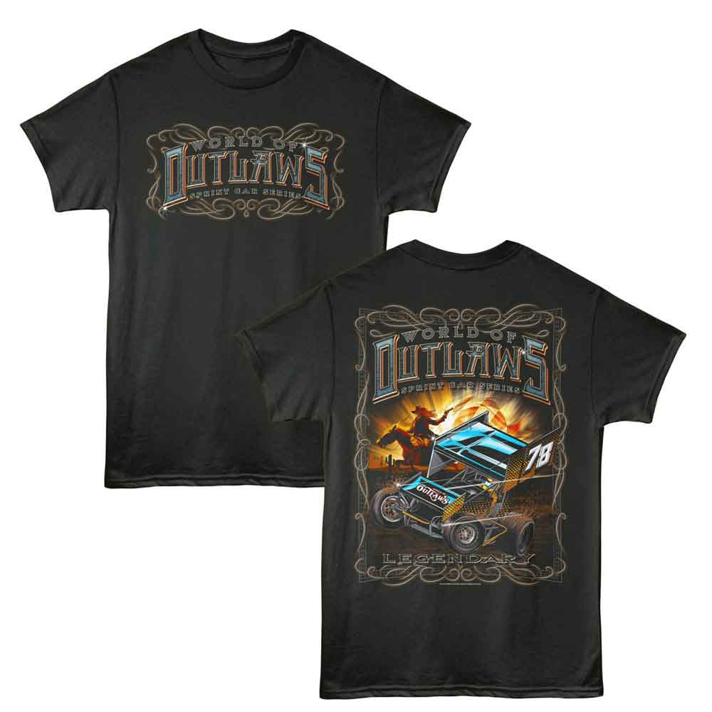 Smoke World of Outlaws t-shirt featuring a Legendary design