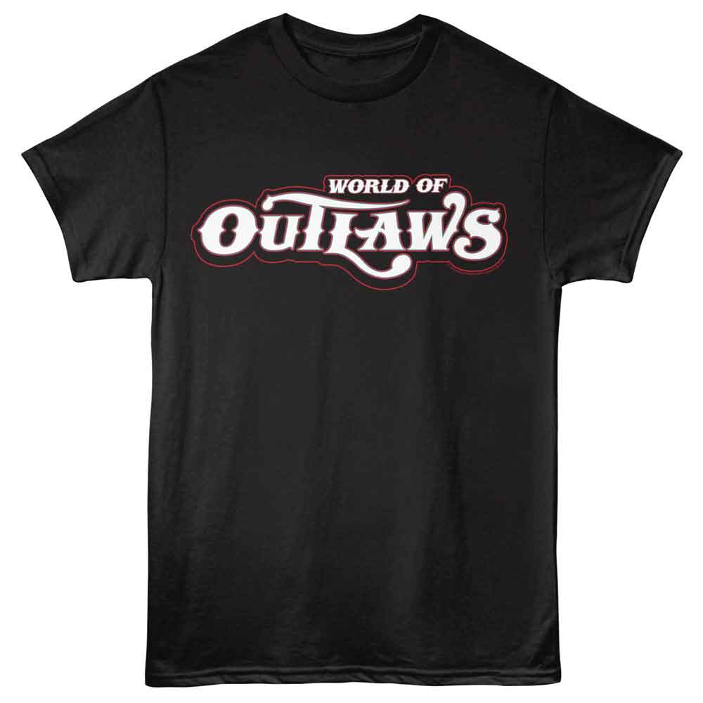 Black World of Outlaws t-shirt featuring a Logo design