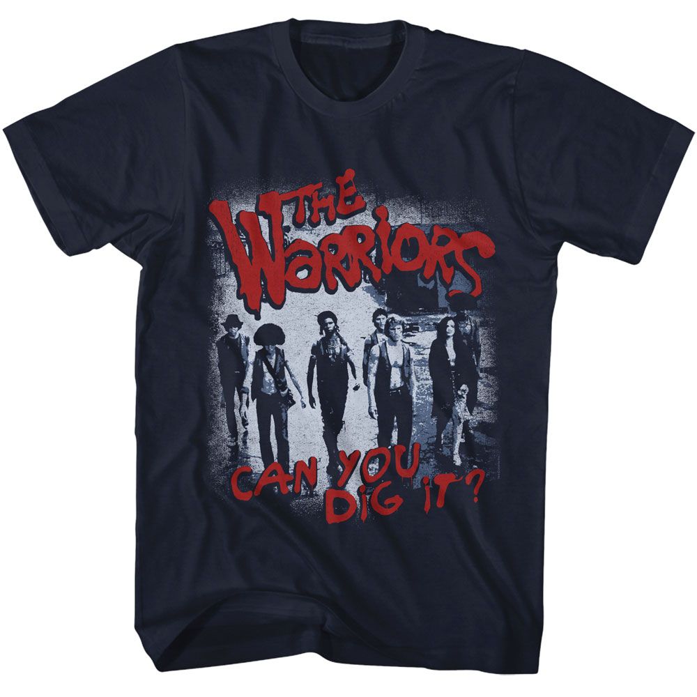 Navy The Warriors t-shirt featuring a Can You Dig It design
