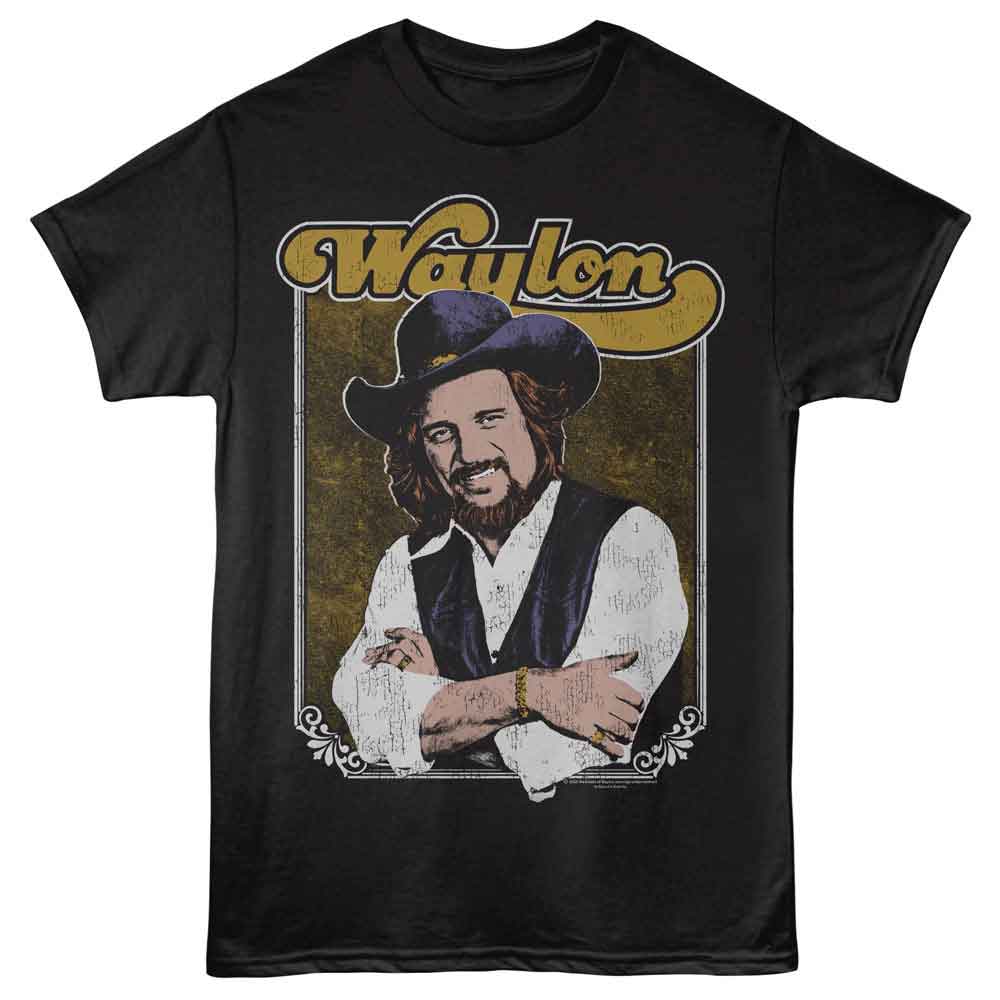 Black Waylon Jennings t-shirt featuring a Crossed Arms design