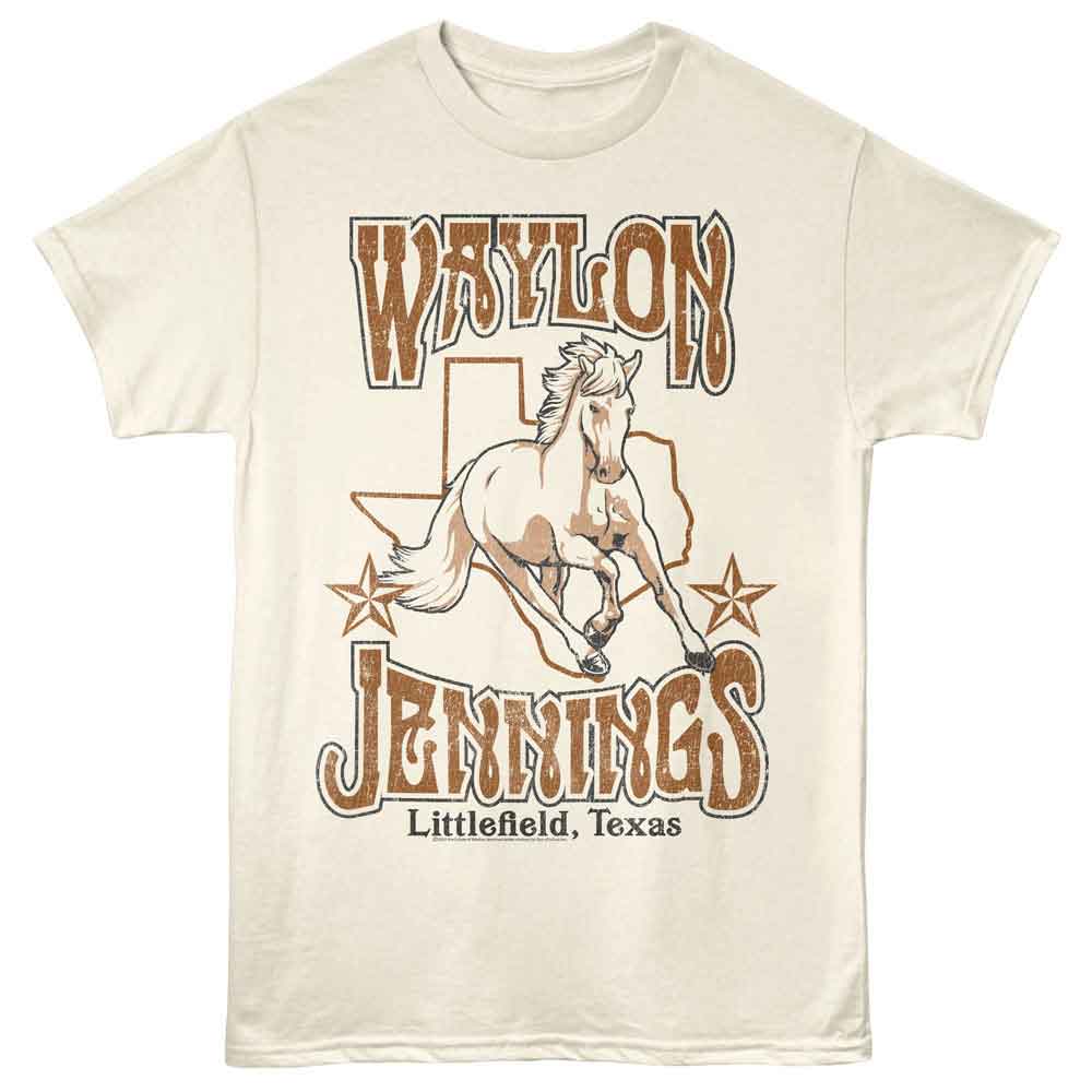 Natural Waylon Jennings t-shirt featuring a Horse and Texas design