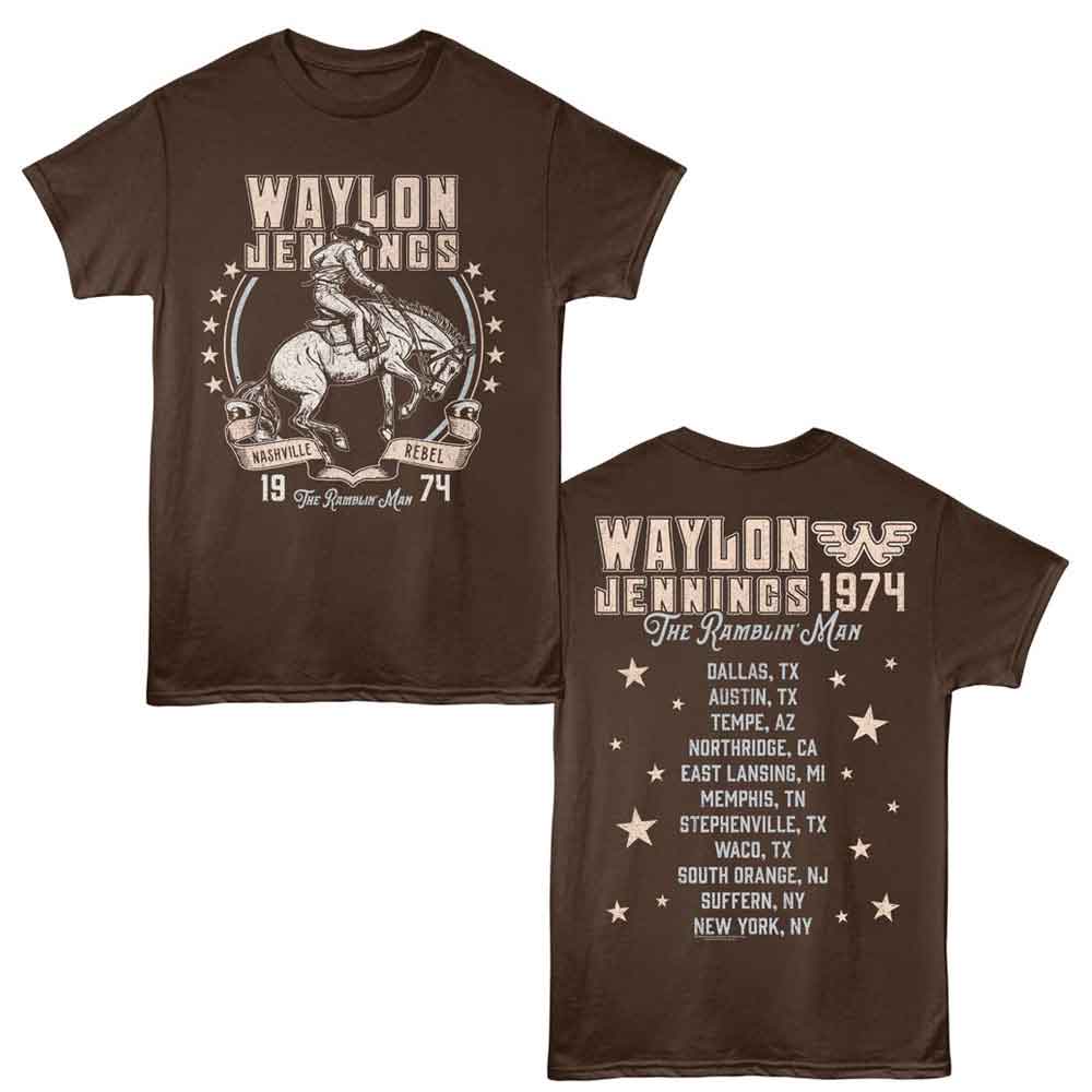 Dark Chocolate Waylon Jennings t-shirt featuring a Nashville Rebel design