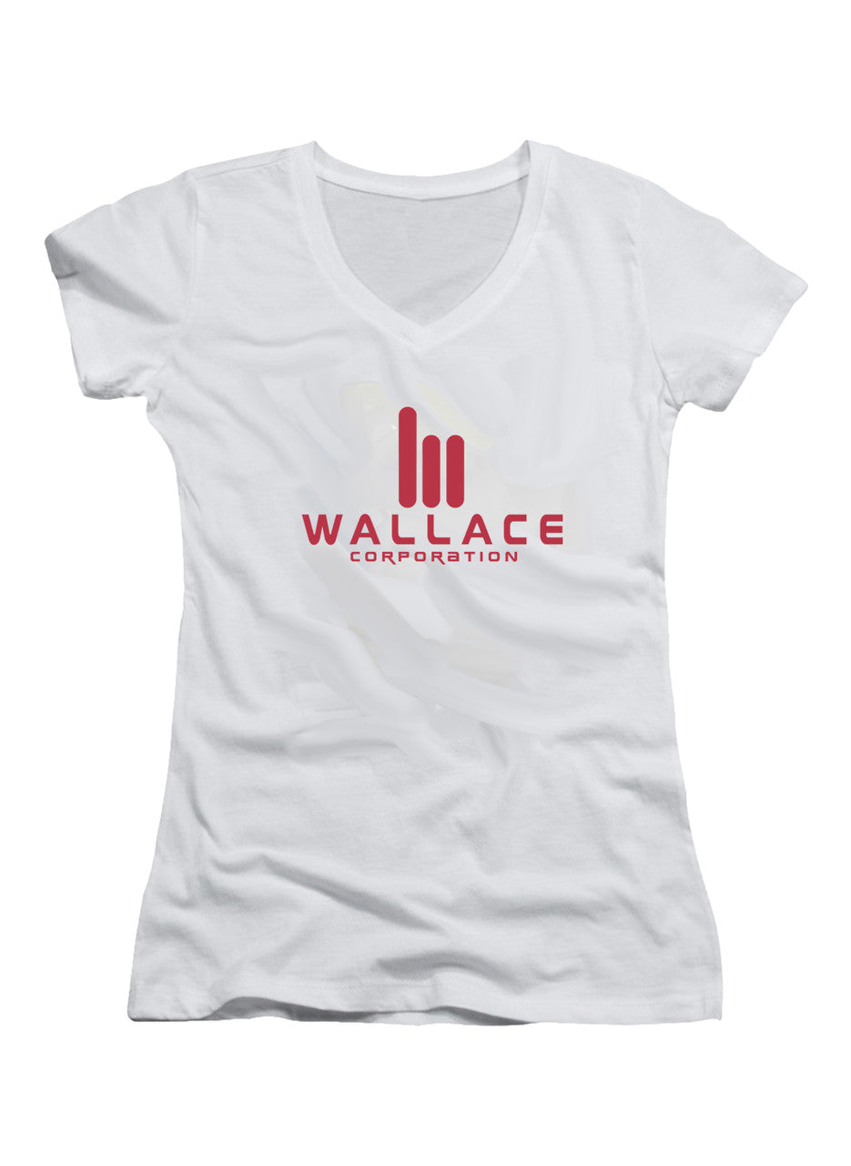 White Wallace Corporation Juniors V-Neck T-Shirt
