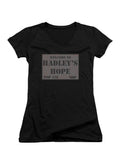 Black Welcome Sign Juniors V-Neck T-Shirt